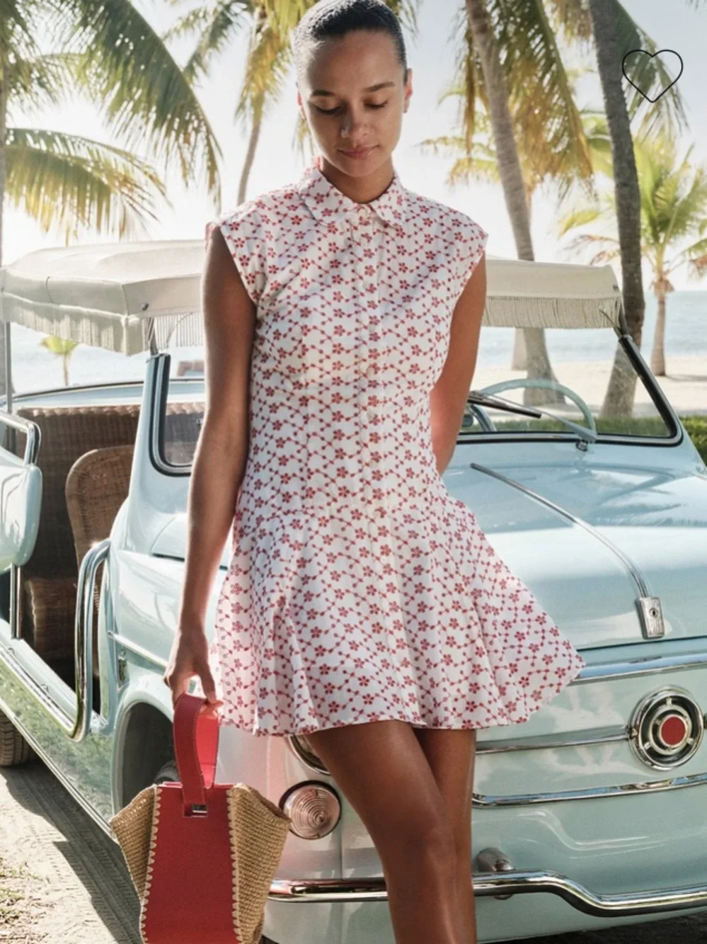 NWT J. Crew White Mini Eyelet Shirt-Dress with Red Floral Print